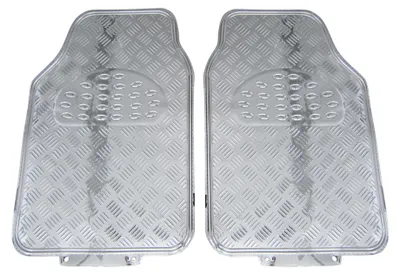 2x Gummi Fußmatten Gummifußmatten Autoteppich für VORN Chrom Riffelblech Look – Produktansicht