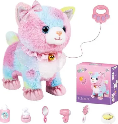 Produktbild von Spielzeugkatze für Kinder, berührungs und sprachgesteuerte ferngesteuerte Katze mit Leine,das laufen, miauen und mit dem Schwanz wedeln kann