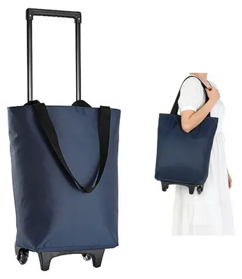 Image de Chariot de courses pliable, 17 litres, sac étanche, avec roulettes, idéal pour les courses