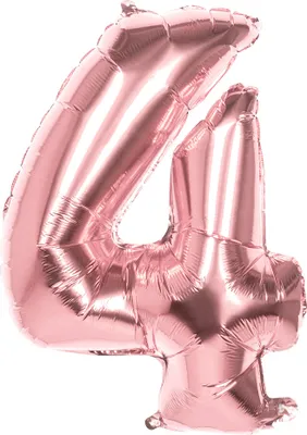 Produktbild von XL Folienballons Zahl 86 cm groß - Rose Gold - Luft oder Helium Luftballons Zahl 4 - Folienballon 86 cm