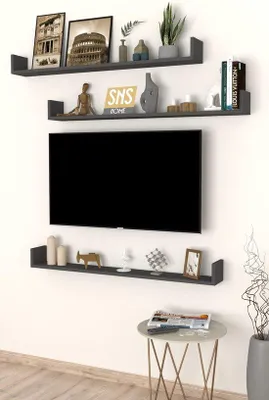 Zdjęcie produktu dla Zestaw półek ściennych SNS Home, 3-częściowy, wiszący, 120 x 15 x 12 cm, antracytowy