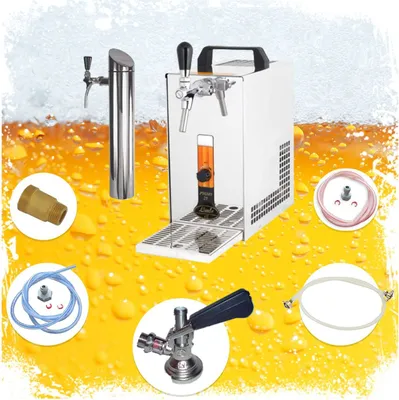 Produktbild von Untertheken Komplett Set - Zapfanlage, Bierzapfanlage - PYGMY 25/K mit Membranpumpe, 1-leitig Trockenkühlgerät aus Edelstahl, 35 Liter/h, inkl. Schanksäule, Green Line, Flach