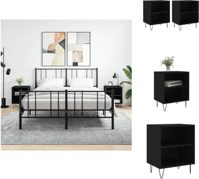 Obrázok produktu pre vidaXL Nočné stolíky 2 ks čierne 40x30x50 cm materiál na báze dreva - Nočné stolíky