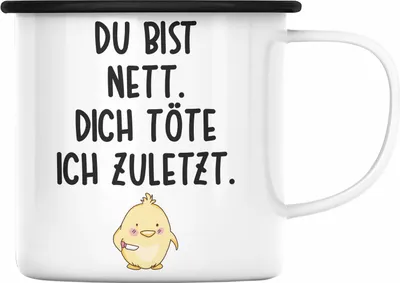 Produktbild von Trendation - Lustige Emaille Tasse Kollege Kollegin Geschenk Lustiger Spruch Emaille Emaille Tasse Sprüche Sarkasmus Emaille Tassen mit Sprüchen (Schwarz)