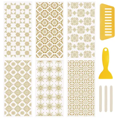 6 Blatt goldene Vintage Rub-On Transfer Sticker, 15x30 cm
