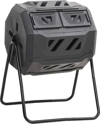 Image de Composteur de jardin noir 73x64x95 cm 160 L