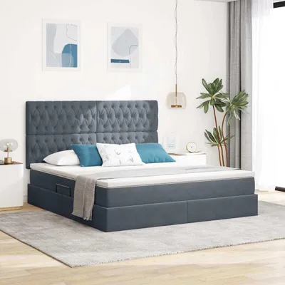 Image de Maison Exclusive - Lit coffre avec matelas gris foncé 160 x 200 cm velours