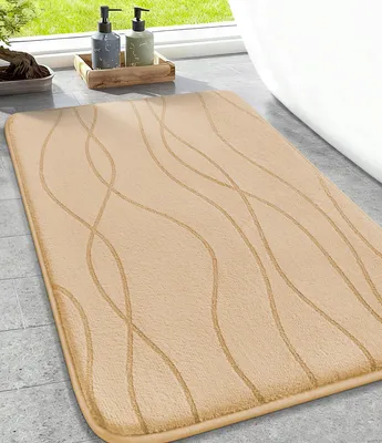 Image de Tapis de bain antidérapant, couleur beige foncé, dimensions 43 x 61 cm, idéal pour la salle de bain