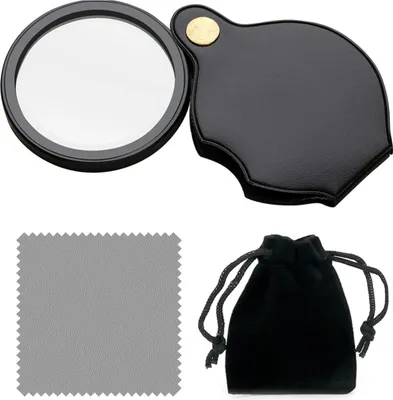 Produktbild von Faltbares Lesemagnifier 15x Vergrößerung - Tragbares Vergrößerungsglas mit Reinigungstuch und Etui Juwelierslupe