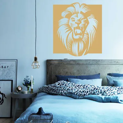 Produktbild von Wandtattoo - Wandaufkleber - Wandtattoo "Afrika Löwe" - 60cm x 55cm gold - Dekoration Küche Wohnzimmer Wand