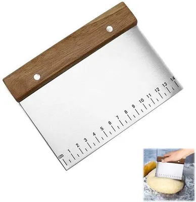 Productafbeelding van Unyqoos® roestvrijstalen deegsnijder en -schraper, zilver | Veelzijdig keukenaccessoire voor het snijden, portioneren en afschrapen, vaatwasmachinebestendig