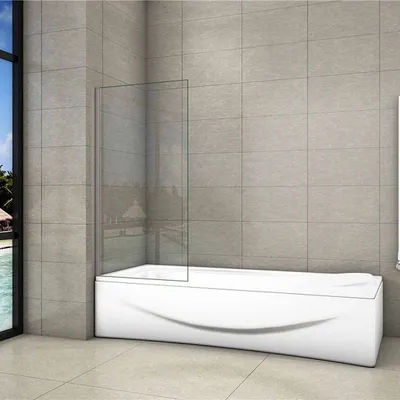 Produktbild von 70x140cm Badewannenaufsatz 6mm ESG Nanoglas Duschabtrennung Duschwand