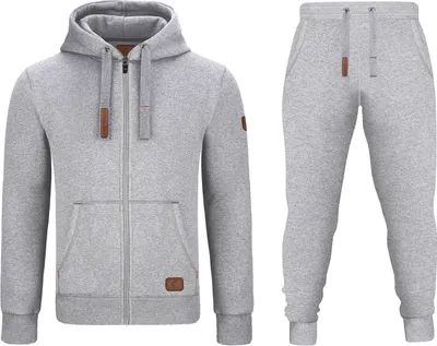 Produktbild von GYMAMBA Jogginganzug Patches Herren 2-teilig mit Kapuze hellgrau