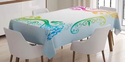 Immagine prodotto di ABAKUHAUS Tovaglia Rainbow vintage, motivi vittoriani con fiori e foglie colorate, 140 x 200 cm, multicolore
