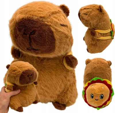 Produktbild von Capybara Plüschtier mit Rucksack Burger Plüschtier 25 cm