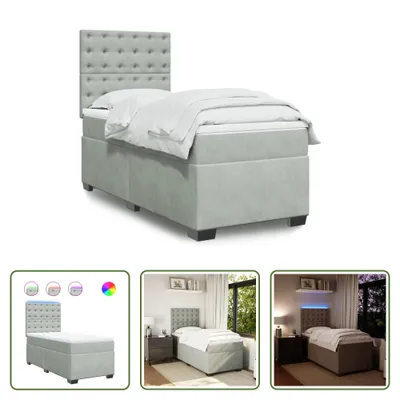 Produktbild von The Living Store Boxspringbett mit Matratze Hellgrau 80x200 cm Samt