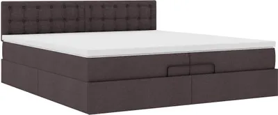 Produktbild von Ottoman-Bett mit Matratze Dunkelbraun 200x200 cm Stoff