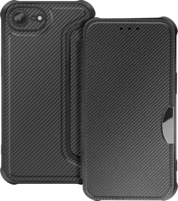 Produktbild von Avizar, Carbon Klappetui iPhone 16e mit Kartenfach, Schwarz