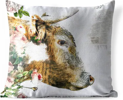 Produktbild von MuchoWow® Outdoor Kissen - Schottisches Hochlandrind - Goldener Hochlandrind - 50x50 cm - Wetterfest - Lounge Kissen - Komfortabel - Kissen mit Bild