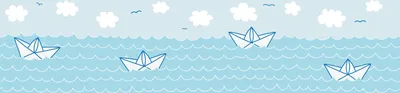 Produktbild von Lovely Kids selbstklebende Kinderzimmer Bordüre Paper Boat Love blau weiß 5,00 m x 0,155 m