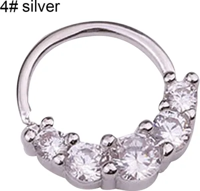 Produktbild von Stück Damen-Nasenring mit eingelegtem Zirkonia, Helix-Ohrring, Piercing-Schmuck-Silber 4