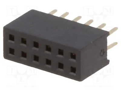 Immagine prodotto di 5 connettori femmina, 1,27 mm, a montaggio a foro passante (THT), 2 file di 6 pin, corrente nominale 1A, resistenza 30 mΩ, modello DS1065-03-2*6S8BV