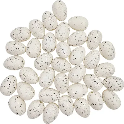Image de Oeufs décoratifs - tachetés 2,5 cm - Oeufs de Pâques - 36 pcs - blanc