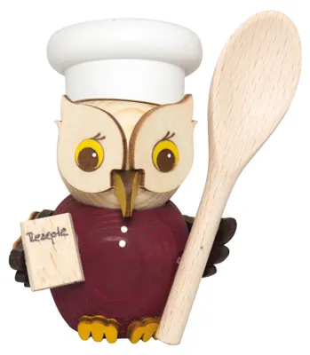 Produktbild von Drechslerei Kuhnert - Mini-Eulen aus Holz - Koch - ca. 7 cm groß - als Dekoration oder Geschenk geeignet