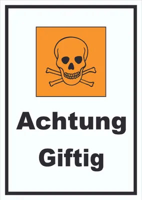 Produktbild von Schild Gefahrensymbol Achtung giftig Totenkopf hochkant A4 (210x297mm)
