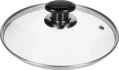 Produktbild von Glasdeckel Kochtopfdeckel Universal 200mmØ Pfanne Abdeckung mit Griff und Edelstahlrand