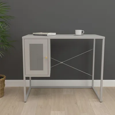 Produktbild von Schreibtisch ‘Sund’ mit Ablagefach rechteckig Stahl 75 x 100 x 50 cm Grau