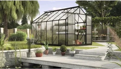 Obrázok produktu pre Skleník Vitavia Uranus 9900 polykarbonát 4 mm 257x383 cm čierny vr. základového rámu