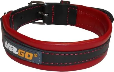 Image de Collier Chien Cuir, Noir Rouge, Réglable 34-43 cm, Taille M, Souple
