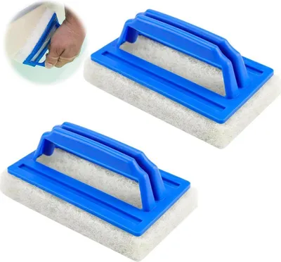 Image de Kit éponge de piscine pour un nettoyage efficace de la piscine - 2 pièces, nettoyeur de bord, brosses - Bleu