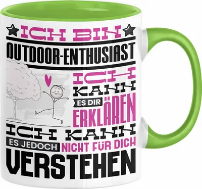 Produktbild von Outdoor-Enthusiast Geschenk Kaffee-Tasse Geschenkidee für Outdoor-Enthusiast Ich Bin Outdoor-Enthusiast Ich Kann Es Dir Erklären Jedoch Nicht Für Dich Verstehen Spruch Lustig (Grün)