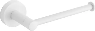 A white toilet paper holder is shown against a white background.