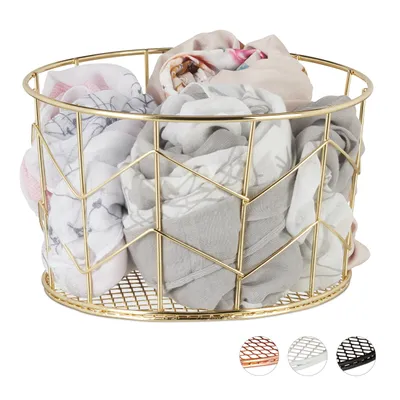 Produktbild von relaxdays 1 x Metall Drahtkorb rund gold