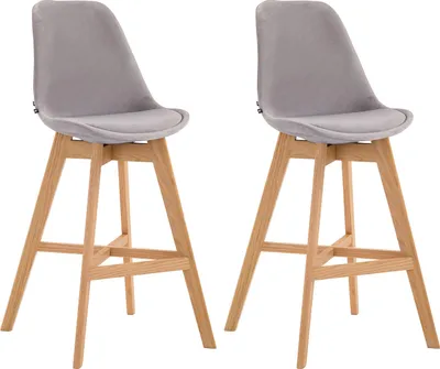 Produktbild von 2er Set Barhocker DUMIR - Samt Grau 48x56x112 cm | Barstuhl Mit Lehne Tresenhocker Tresenstuhl Kneipenhocker Kneipenstuhl