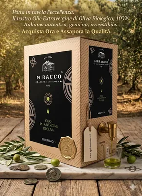 Immagine prodotto di Olio Extravergine di Oliva Biologico Prodotto in Calabria in Bag in Box 3 Litri