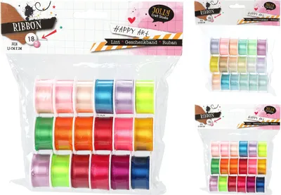 Image de ruban de reliure 2m, largeur 1,5cm, mélange de couleurs (18pcs)