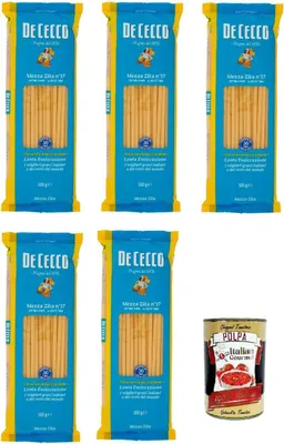 Produktbild von De Cecco Mezza Zita N°17 100% Italienisch pasta Nudeln 5x 500g + Italian Gourmet Polpa 400g