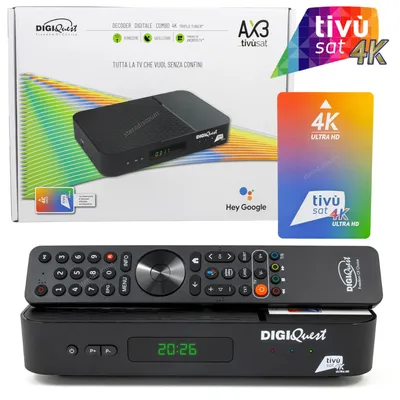 Produktbild von Digiquest AX3_tivùsat 4K UHD SAT Receiver | Android TV™ 12 | Karte aktiviert | DVB-S2