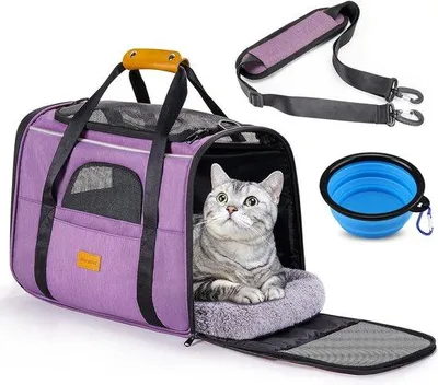 Productafbeelding van Famanu transportbox voor honden en katten - opvouwbaar, met schouderriem en uitneembaar bakje