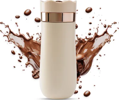 Obrázok produktu pre Tragbare French Press Reisebecher 320ml/11oz Edelstahl Doppelwand Isolierter Kaffeebereiter f��r gemahlenen Kaffee und Teebl?tter f��r unterwegs Kein