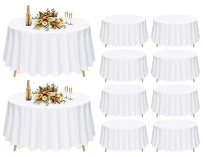 Produktbild von 10er-Pack runde Tischdecken 228 cm Weiß Polyester Waschbar