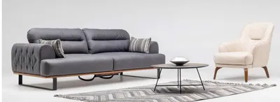Obrázek produktu pro Sofagarnitur Stoffsofa Dreisitzer Sofa Sessel Counch Polstersofa Set Grau