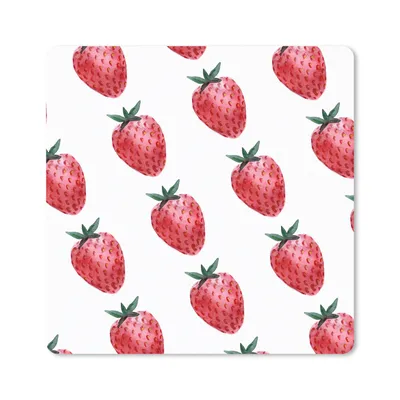 Produktbild von MuchoWow® Mauspad Mousepad Erdbeere - Obst - Weiß 20x20 cm - Mousepads - Maus Mat - Pad - Mausunterlage - Desk Mat - Bureauartikeln