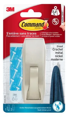 Produktbild von 3M Command Metall-Badhaken "Modern" Größe: L silber Tragkraft: 2,2 kg