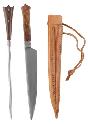 Produktbild von Mittelalter-Besteck Set Typ 3 inkl. Doppellederscheide Holzgriff