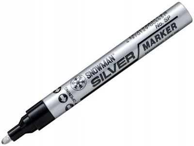 Immagine prodotto di Pennarello a base d'olio, colore argento, punta spessa da 1,5 a 3,0 mm, indelebile